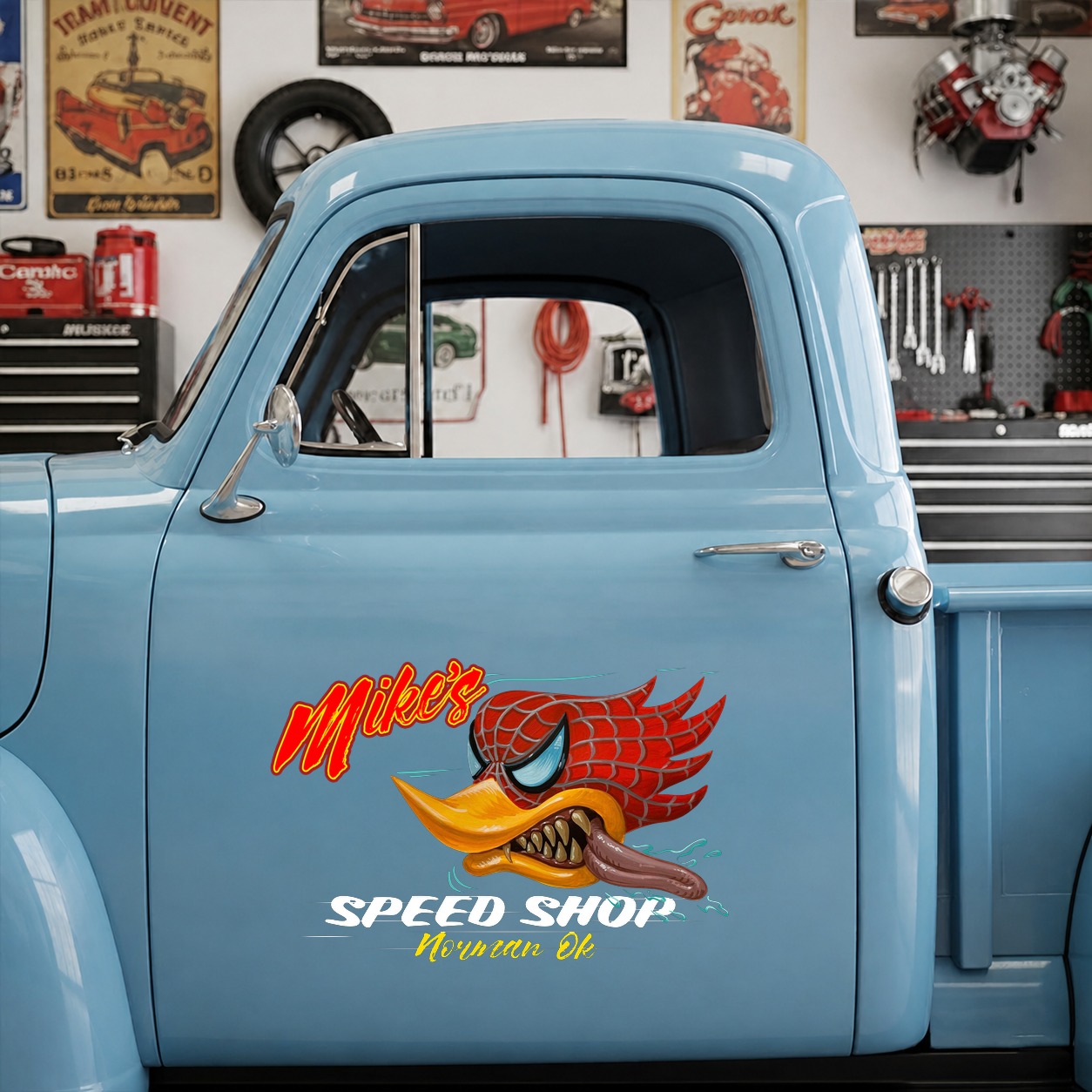 personalized hot rod garage| funny | door art | car paint vinyl sticker 10023 - Image 8