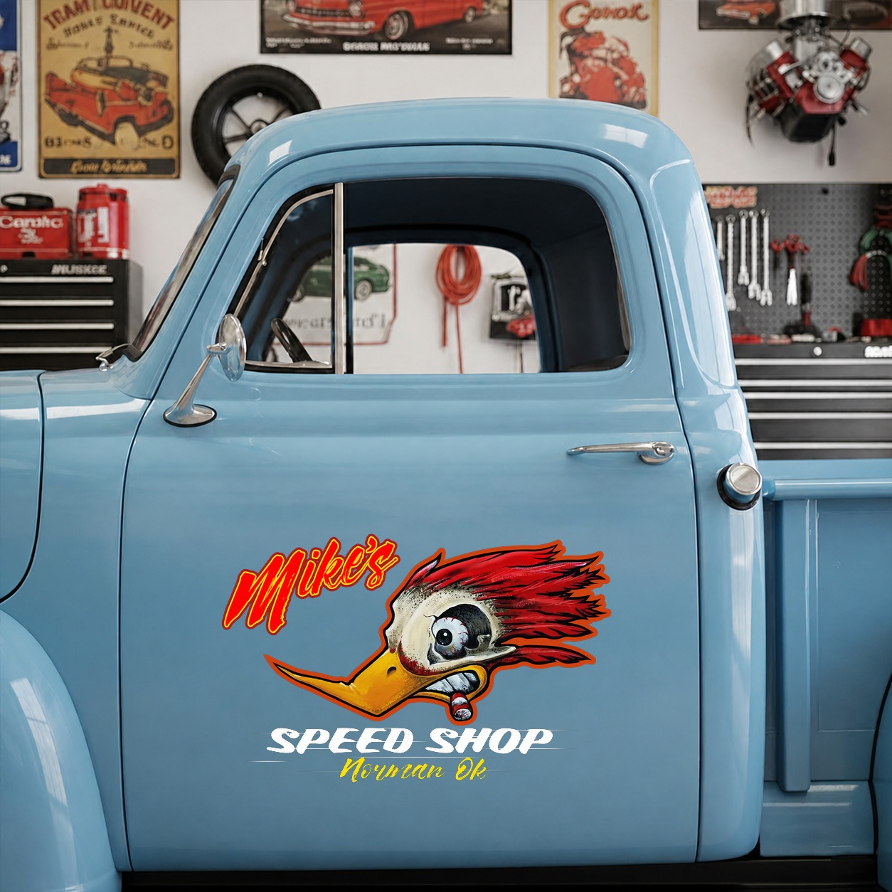 personalized hot rod garage| funny | door art | car paint vinyl sticker 10024 - Image 8