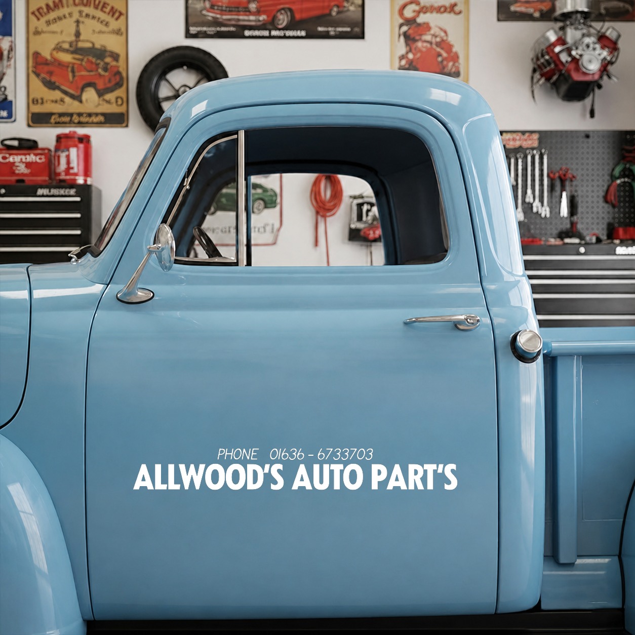personalized hot rod garage | hood cover vinyl sticker 10026 - Image 7
