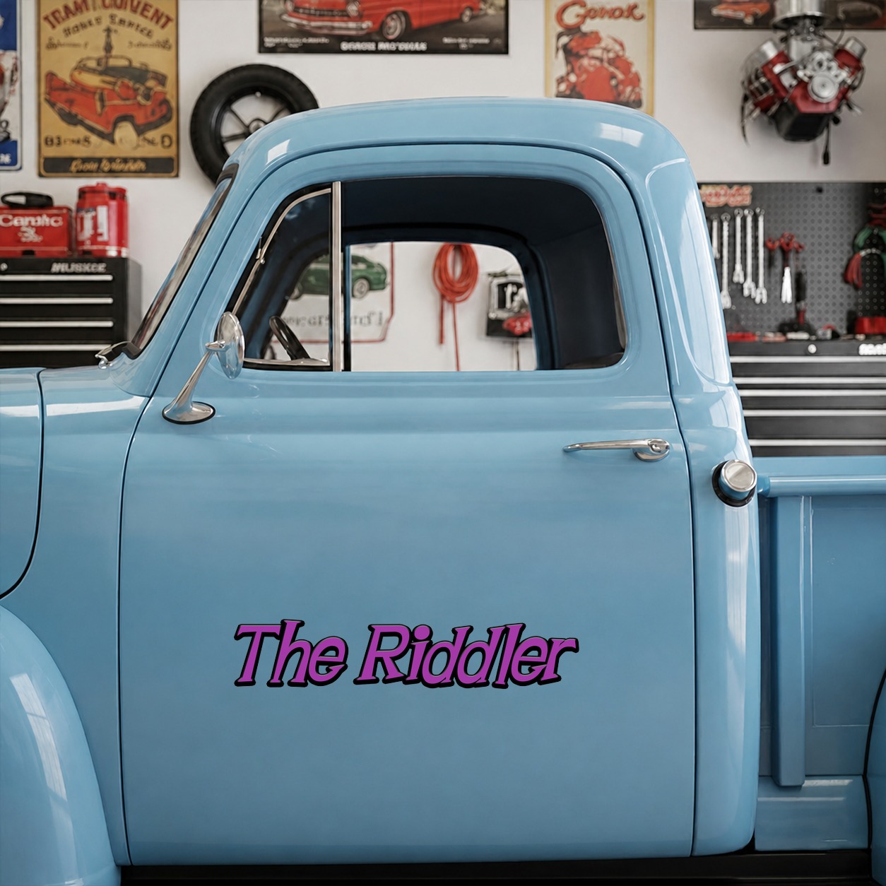 personalized hot rod garage | hood cover vinyl sticker 10027 - Image 7