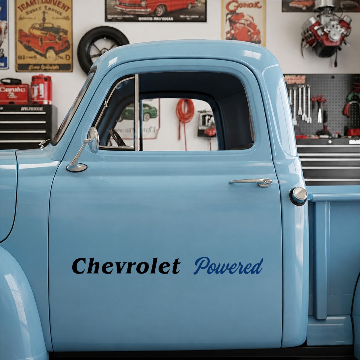 personalized hot rod garage | powered | hot cover vinyl sticker 10028 - Image 7