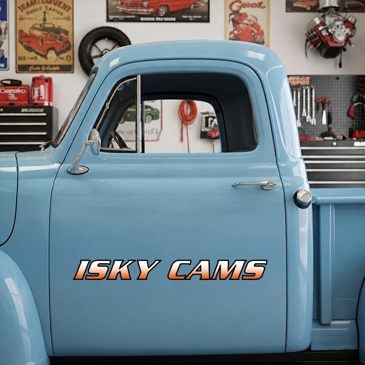 personalized hot rod garage | cams | hood cover vinyl sticker 10030 - Image 7