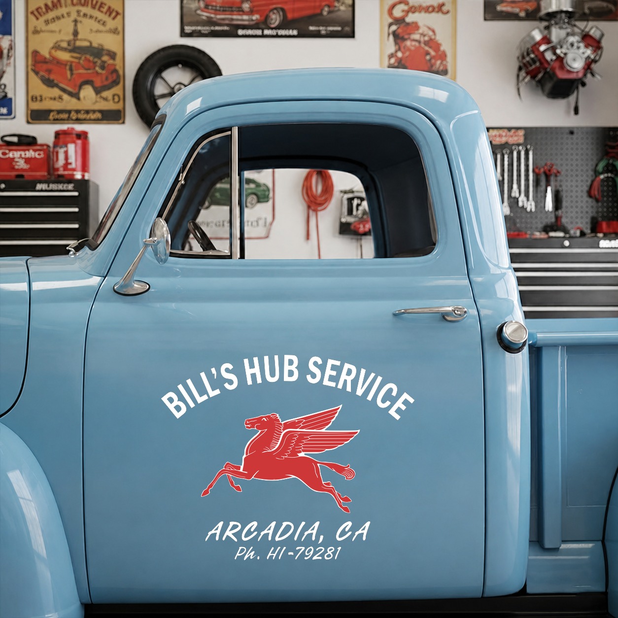 personalized hot rod garage | pegasus vinyl sticker 10035 - Image 8