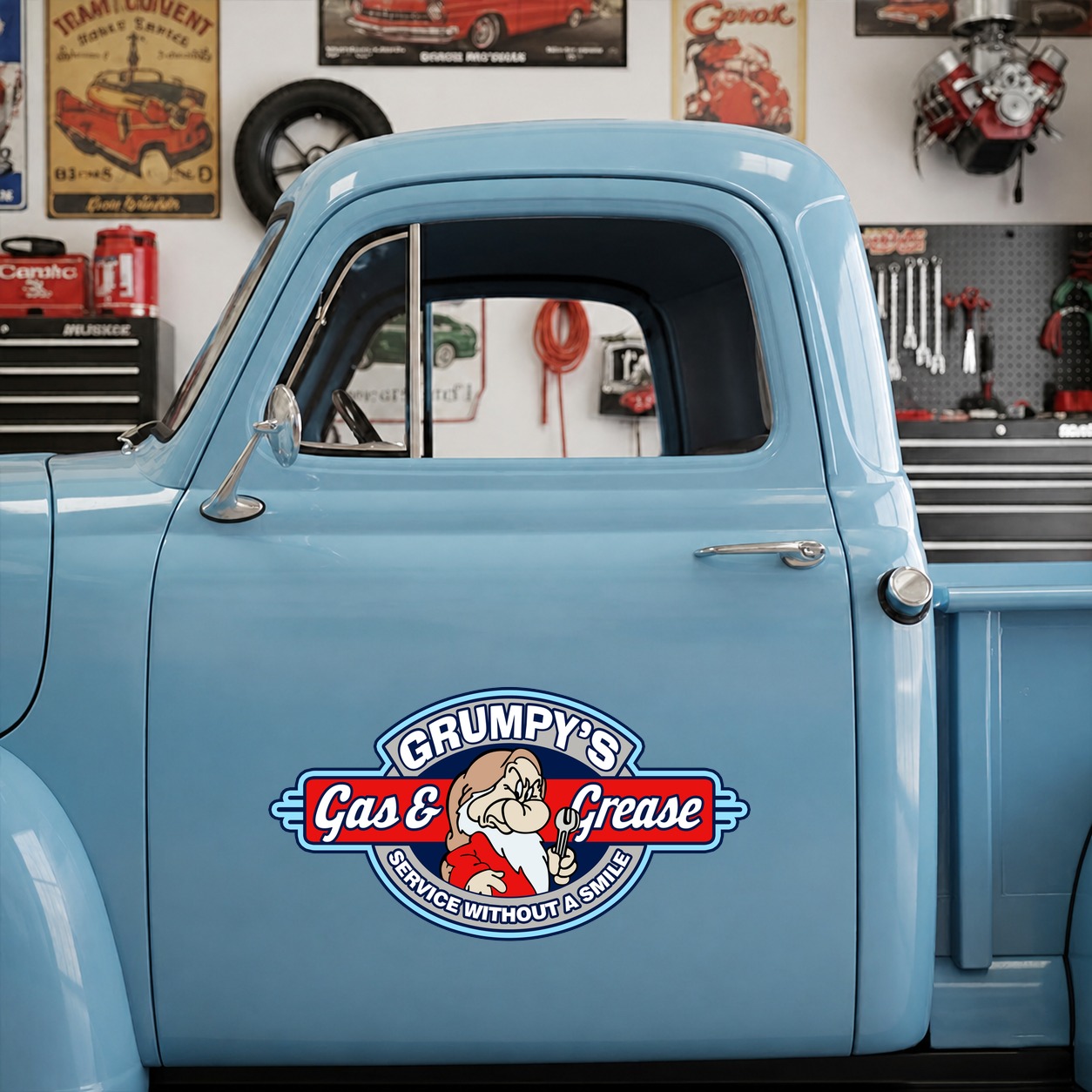 personalized grumpy's garage | hot rod garage vinyl sticker 10037 - Image 8