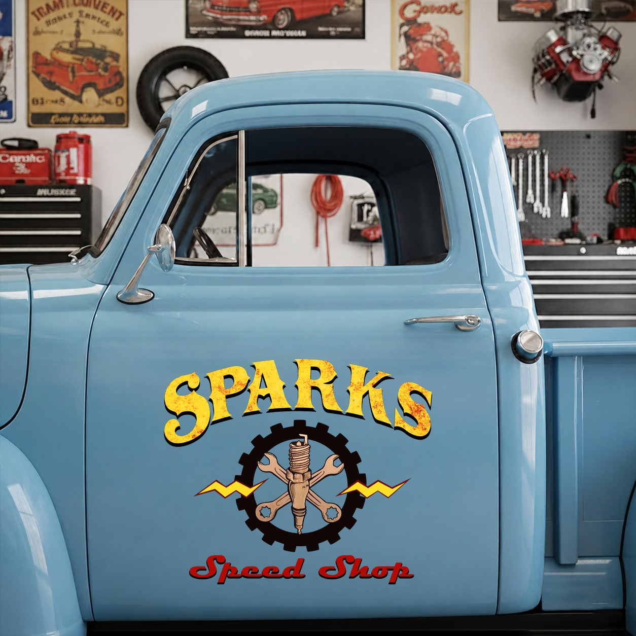 personalized speed shop | hot rod garage vinyl sticker 10042 - Image 7
