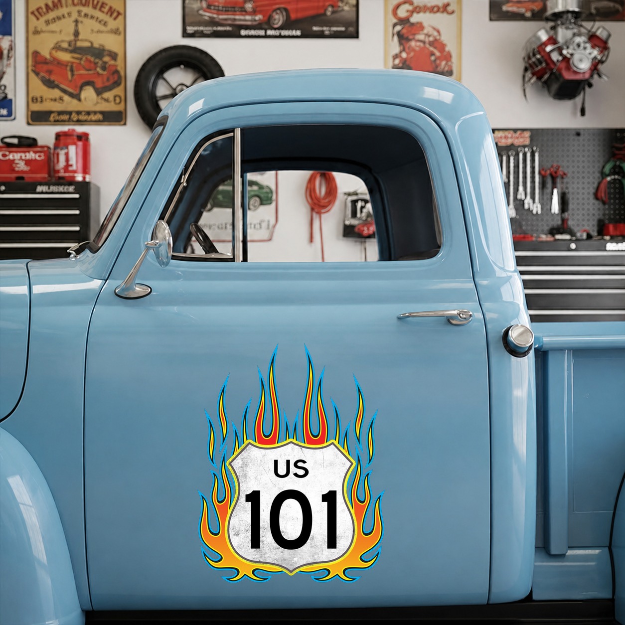 personalized hot rod garage | rat rod | route 66 vinyl sticker 10078 - Image 6