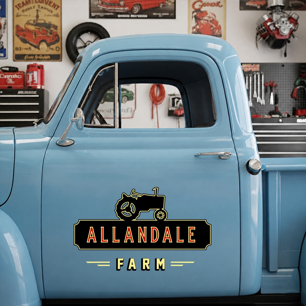personalized farm truck lettering | ranch truck | hot rod | door lettering vinyl sticker 10083 - Image 7