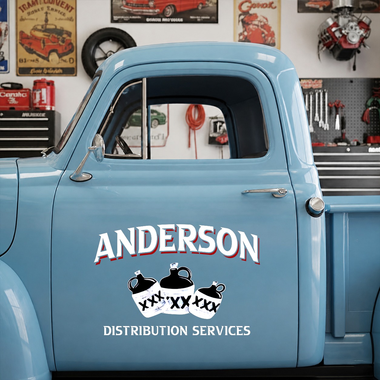 personalized hot rod garage | moonshine | distribution service vinyl sticker 10100 - Image 6