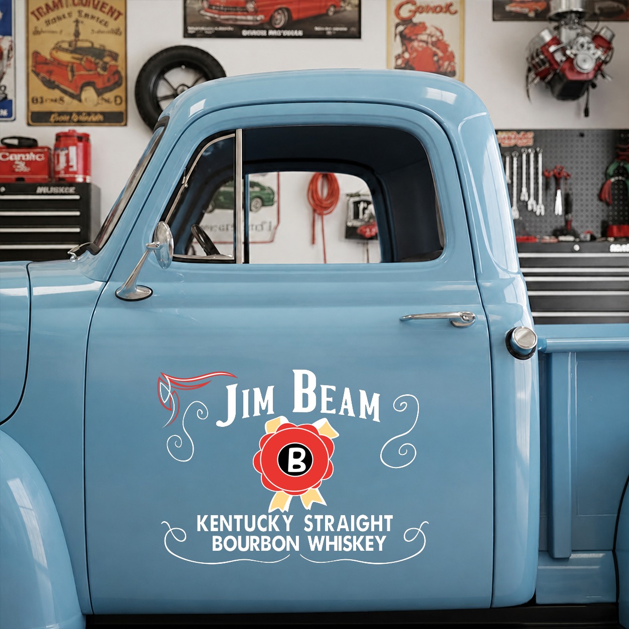 jim beam bourbon door art lettering vinyl sticker 10266 - Image 6