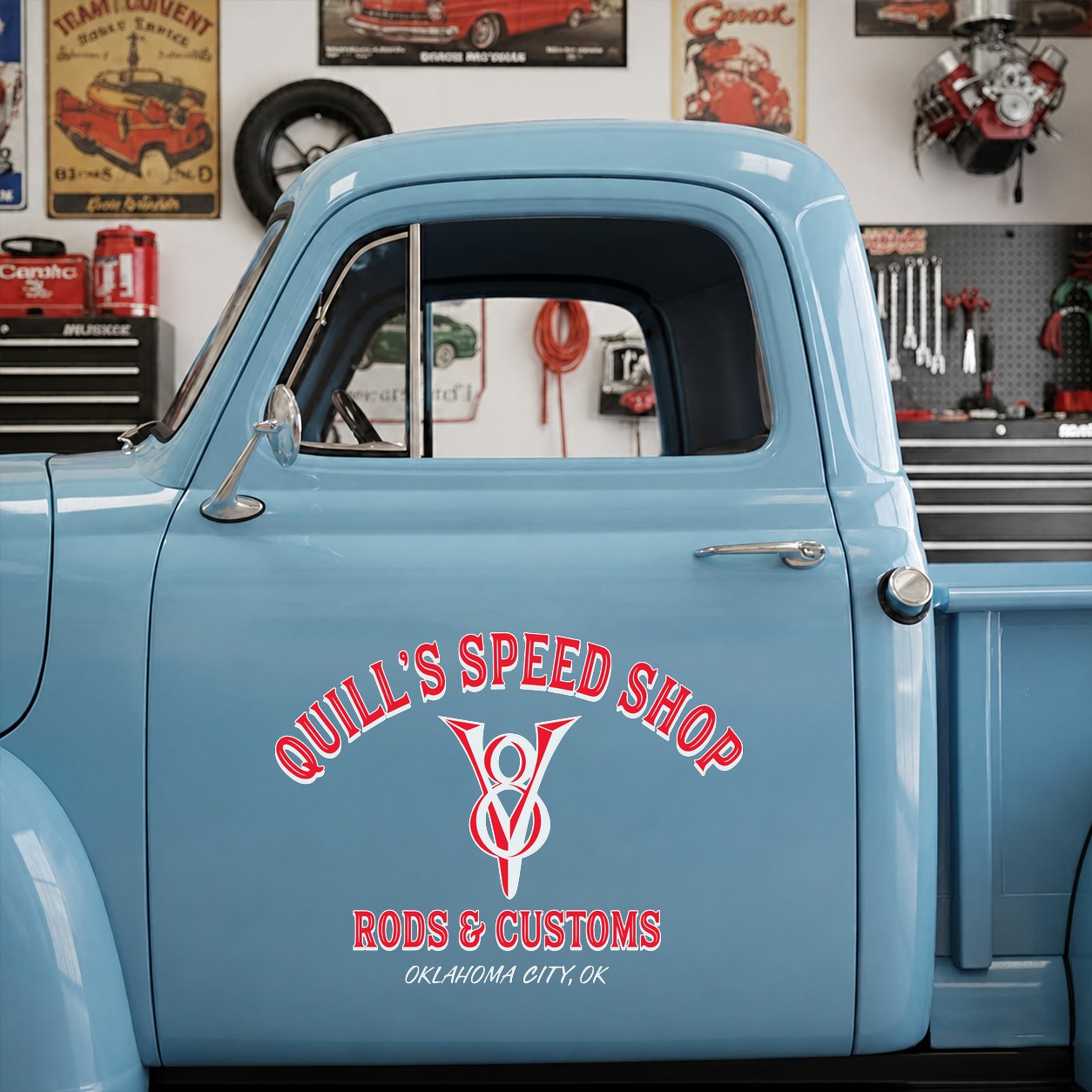 personalized v8 garage lettering vinyl sticker 10267 - Image 6