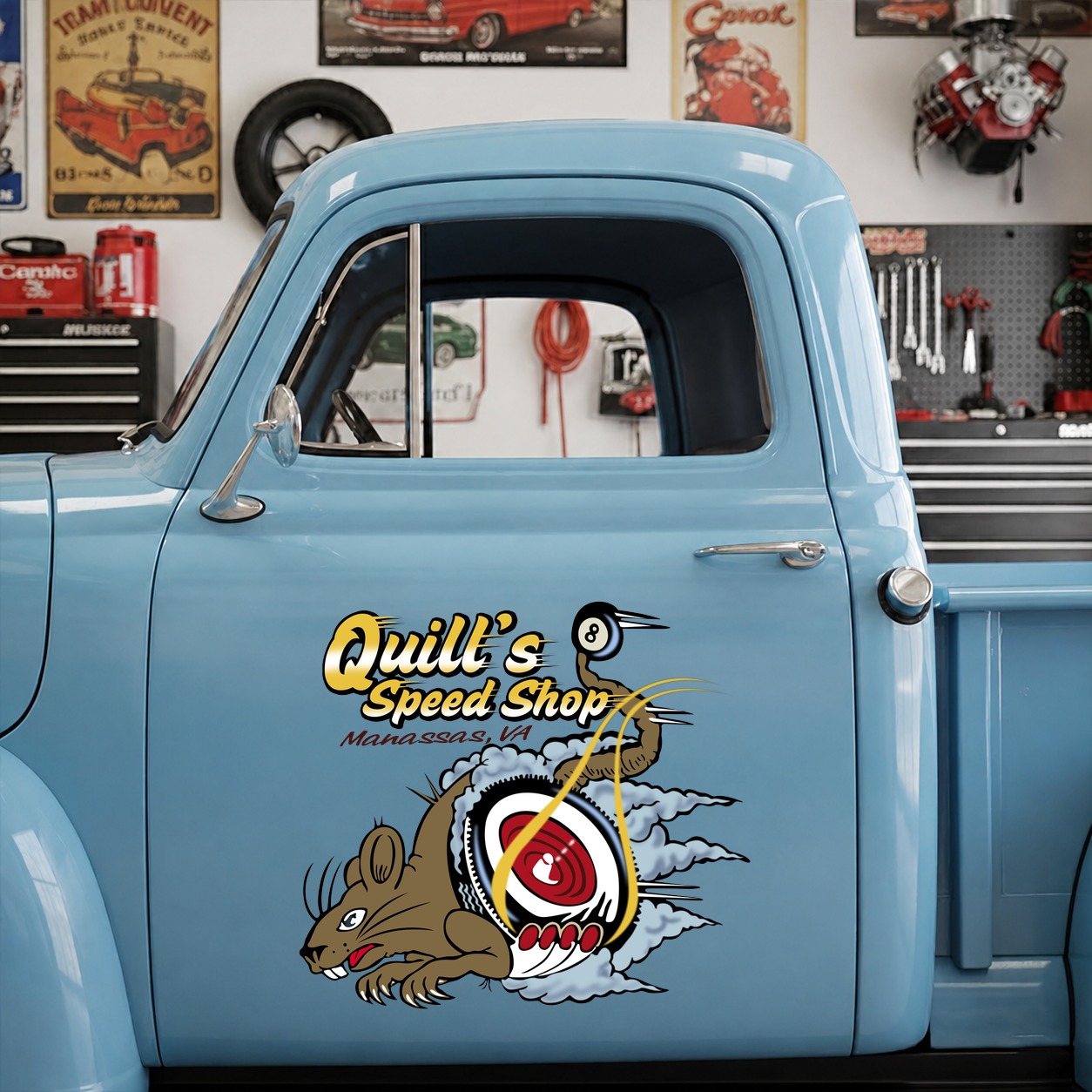 personalized rat rod lettering vinyl sticker 10272 - Image 7