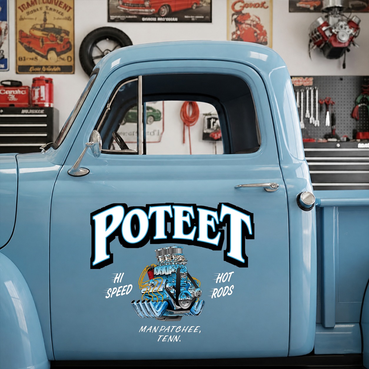 personalized hot rod engine lettering vinyl sticker 10275 - Image 7