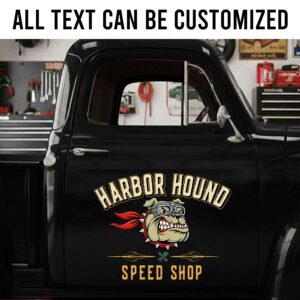Personalized Retro Garage Decal with Custom Business Name and Tough Bulldog Mascot sticker 14270