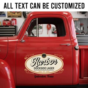 Personalized Brewery Truck Decal with Harbor Lager Logo and Vintage Nautical Style sticker 14279