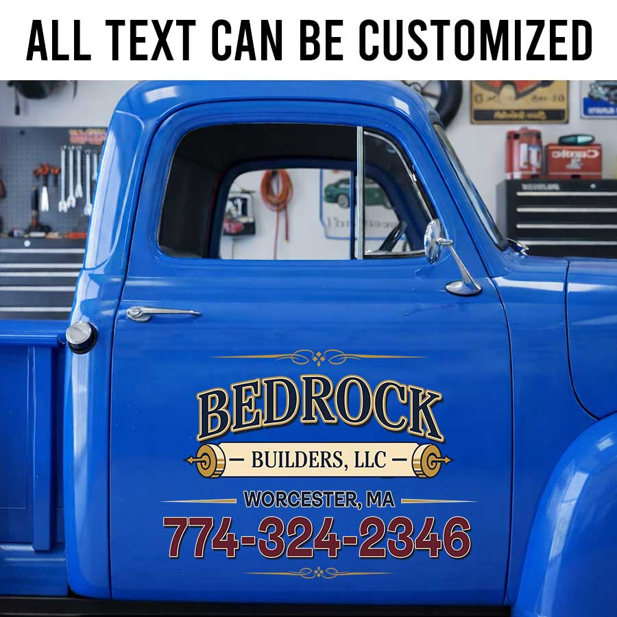 Personalized General Contractor Truck Lettering with Vintage Work Truck Style sticker 14282 - Image 2
