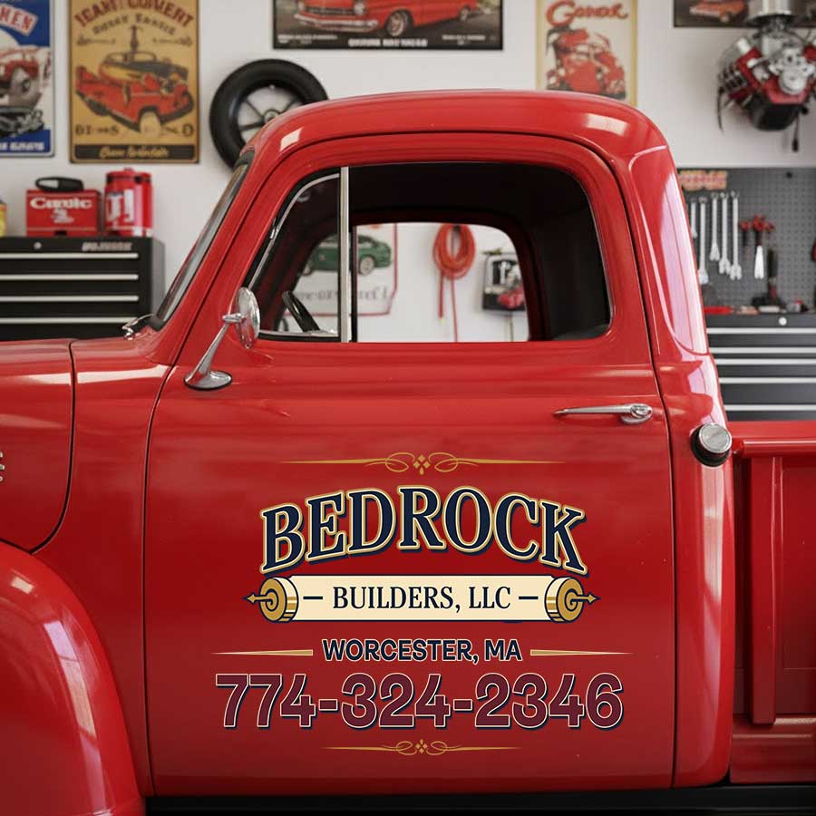 Personalized General Contractor Truck Lettering with Vintage Work Truck Style sticker 14282 - Image 3