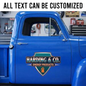 Personalized Energy Products Truck Decal with Vintage Fuel Pump Badge Design sticker 14286