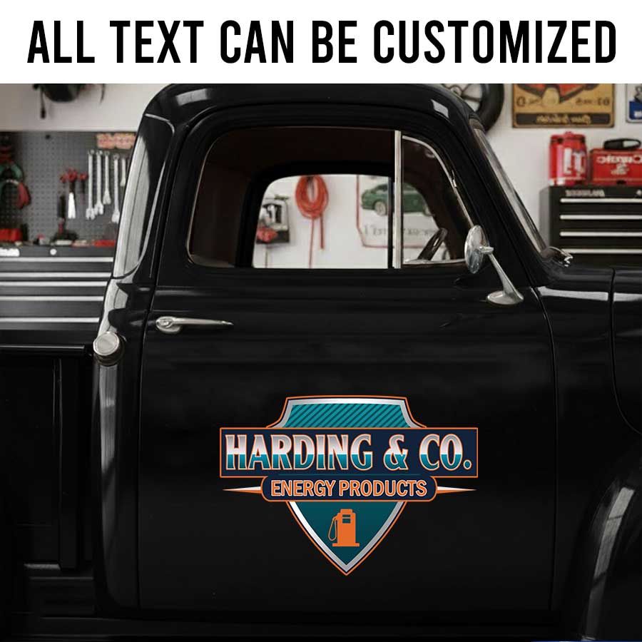 Personalized Energy Products Truck Decal with Vintage Fuel Pump Badge Design sticker 14286 - Image 2