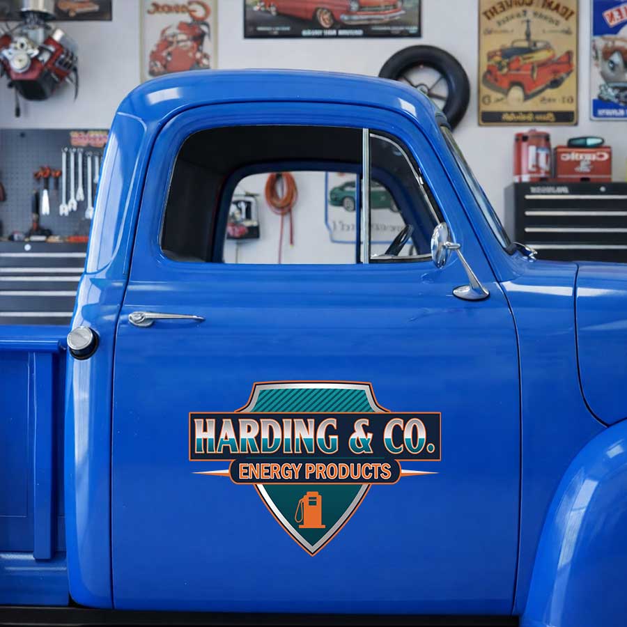 Personalized Energy Products Truck Decal with Vintage Fuel Pump Badge Design sticker 14286 - Image 3