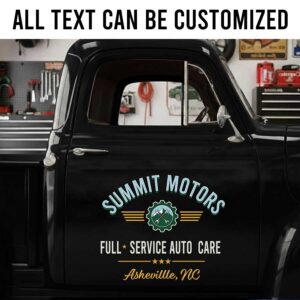 Personalized Auto Repair Truck Decal with Vintage Gear and Wrench Logo sticker 14287