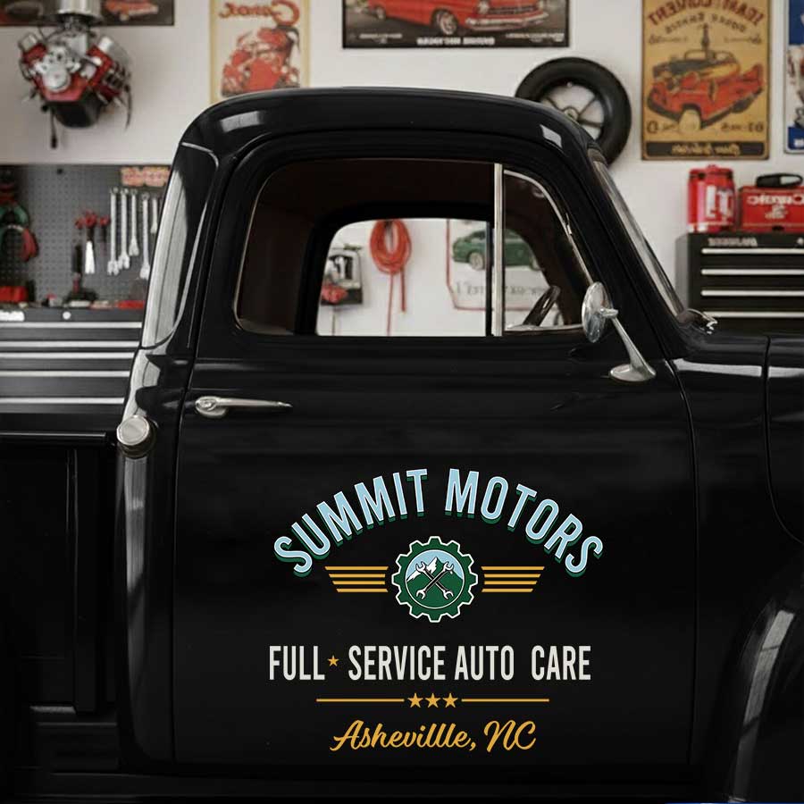 Personalized Auto Repair Truck Decal with Vintage Gear and Wrench Logo sticker 14287 - Image 3