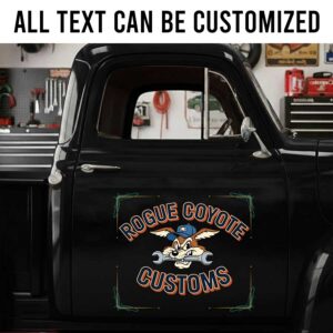 Personalized Custom Garage Truck Decal with Cartoon Coyote and Wrench Design sticker 14291