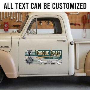 Personalized Piston and Gear Decal for Truck Door with Vintage Automotive Design sticker 14294