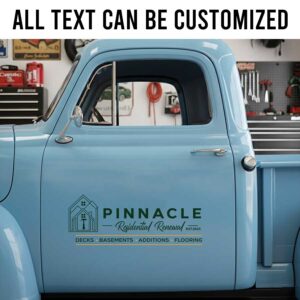 Personalized House and Text Decal for Truck Door with Modern Construction Design sticker 14296