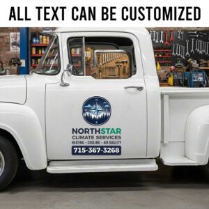 Personalized Compass and Forest Decal for Truck Door with Vintage Automotive Design sticker 14297