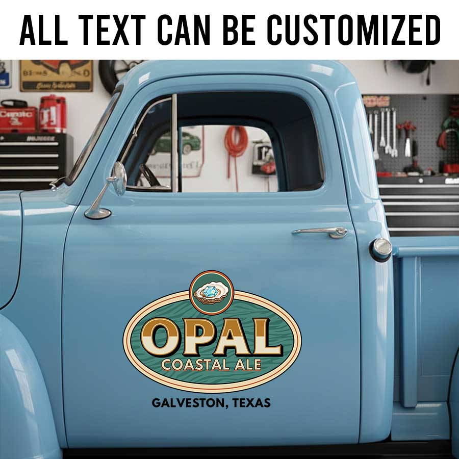 Personalized Shell and Oval Emblem Decal for Truck Door with Vintage Automotive Design sticker 14298 - Image 2