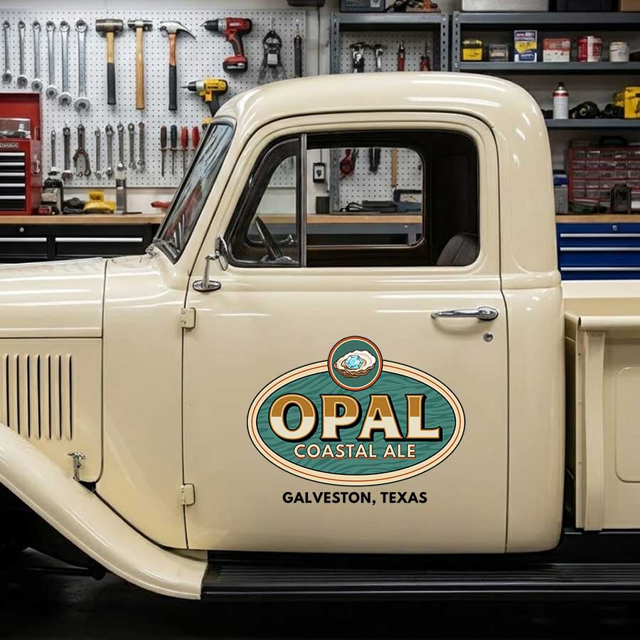 Personalized Shell and Oval Emblem Decal for Truck Door with Vintage Automotive Design sticker 14298 - Image 3