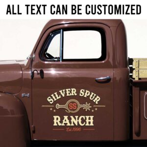 Personalized Spur and Rope Circle Decal for Truck Door with Western Vintage Design sticker 14301