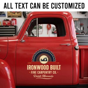 Personalized Gear and Hand Plane Tool Decal for Truck Door with Vintage Automotive Design sticker 14308