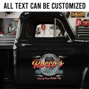 Personalized Speedometer and Checker Flag Decal for Truck Door with Vintage Automotive Design sticker 14309