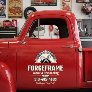 Personalized Wrench and Gear Decal for Truck Door with Vintage Automotive Design sticker 14311