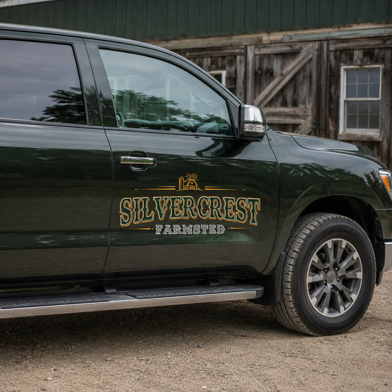 Personalized Barn and Sunburst Decal for Truck Door with Vintage Farm Design sticker 14312 - Image 3