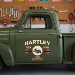 Personalized Vintage Truck Decal for Truck Door with Vintage Automotive Design sticker 14313