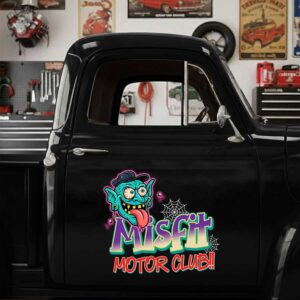 Personalized Rat Fink and Cobweb Decal for Truck Door with Cartoonish Hot Rod Design sticker 14316