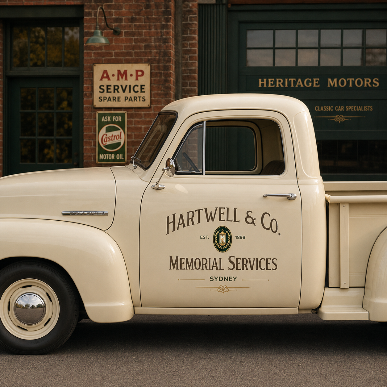 Personalized Shield and Text Decal for Truck Door with Vintage Automotive Design sticker 14320 - Image 4