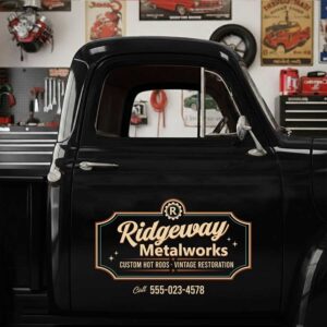 Personalized Gear Decal for Truck Door with Vintage Automotive Design sticker 14323