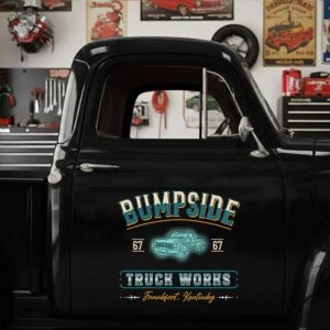 Personalized Vintage Truck and Bold Lettering Decal for Truck Door with Vintage Automotive Design sticker 14328