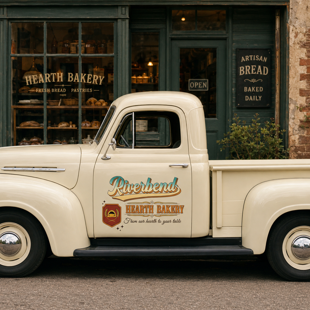 Personalized Bread and Wheat Decal for Truck Door with Vintage Automotive Design sticker 14330 - Image 2