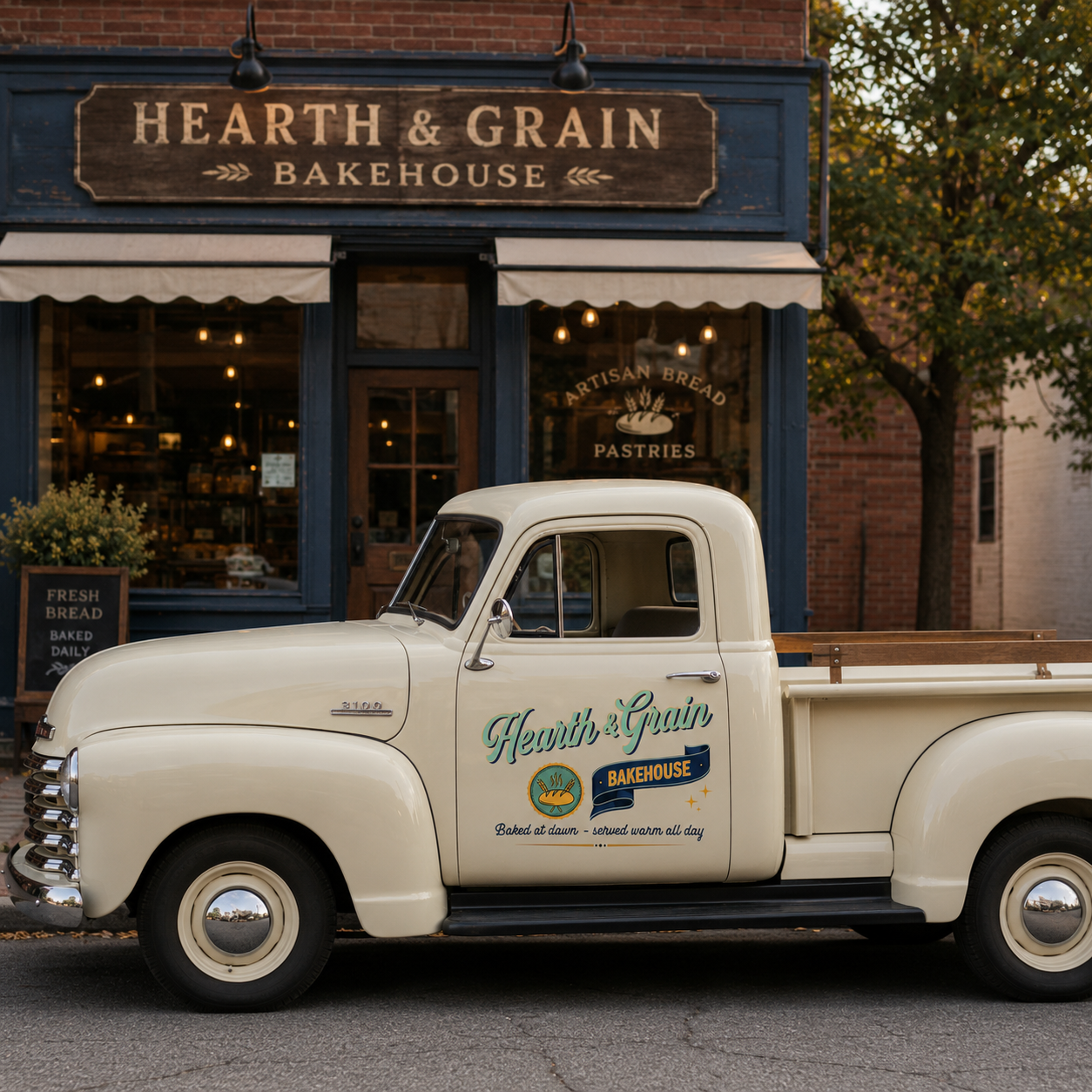 Personalized Bread and Steam Lines Decal for Truck Door with Vintage Automotive Design sticker 14331 - Image 2