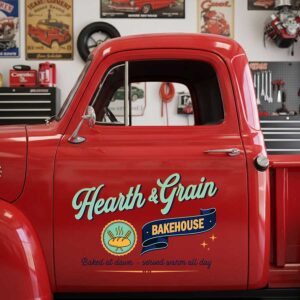 Personalized Bread and Steam Lines Decal for Truck Door with Vintage Automotive Design sticker 14331