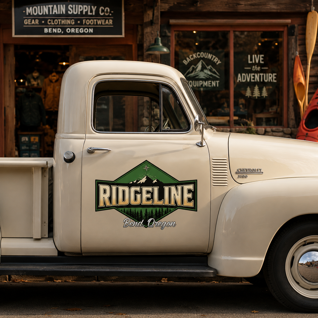 Personalized Mountain and Trees Decal for Truck Door with Vintage Automotive Design sticker 14332 - Image 3