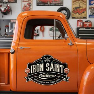 Personalized Wrench and Custom Text Decal for Truck Door with Vintage Automotive Design sticker 14355