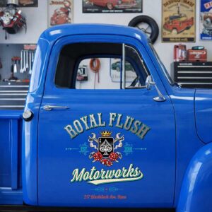 Personalized Crowned Spade and Dice Decal for Truck Door with Vintage Automotive Design sticker 14356