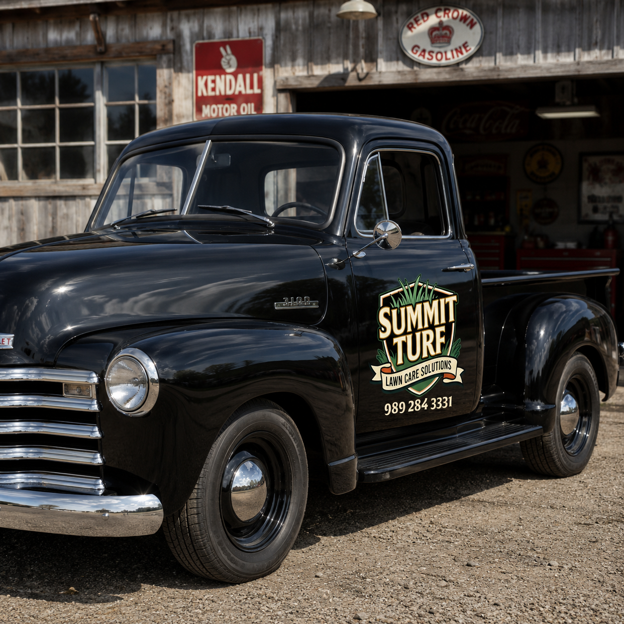 Personalized Grass and Shield Decal for Truck Door with Vintage Automotive Design sticker 14363 - Image 2