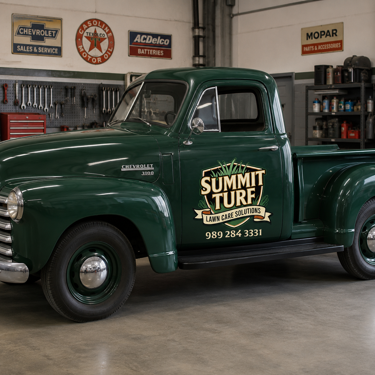 Personalized Grass and Shield Decal for Truck Door with Vintage Automotive Design sticker 14363 - Image 4