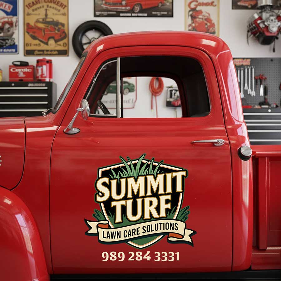 Personalized Grass and Shield Decal for Truck Door with Vintage Automotive Design sticker 14363